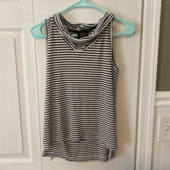 Knit Black and White Cowl Neck Tank - Picture 1 of 2